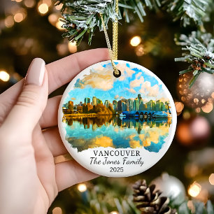 Personalised Vancouver Ornament, Canada Gift Ceramic Tree Decoration