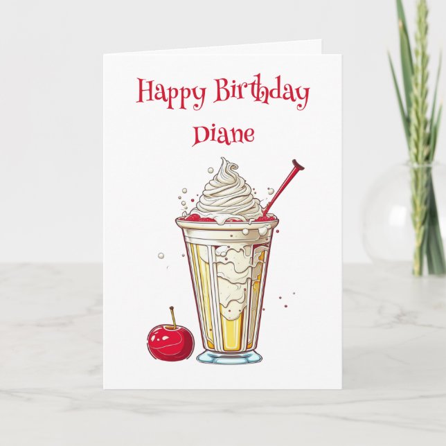 Personalised Vanilla Milkshake Birthday for Her Card (Front)