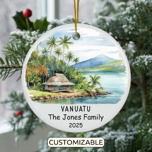 Personalised Vanuatu Ornament, Oceania Ceramic Tree Decoration