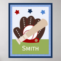 Personalised Varsity Sports Baby Nursery Art