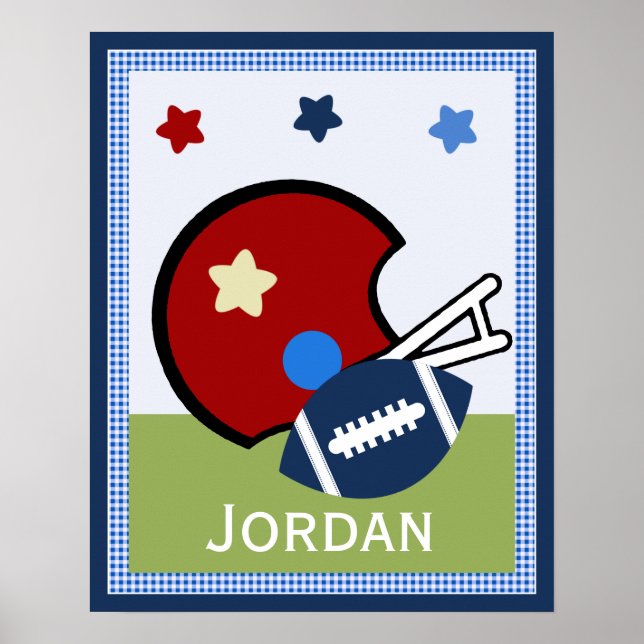 Personalised Varsity Sports Baby Nursery Art Poster (Front)