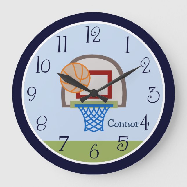 Personalised Varsity Sports Basketball Kids Clock (Front)