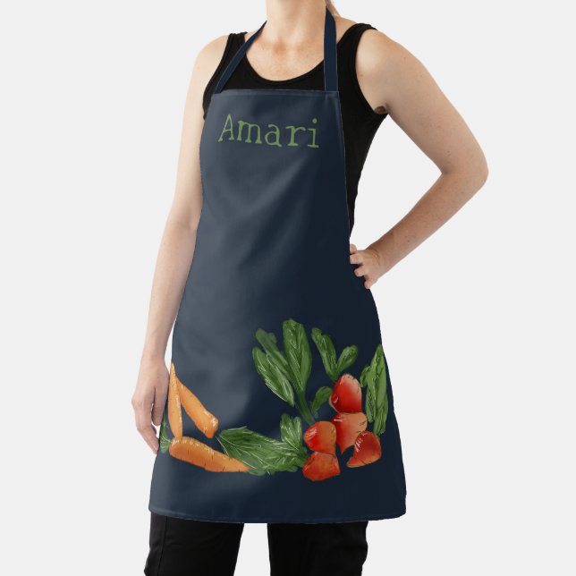 Personalised Vegetable Garden Blue Apron (Insitu)