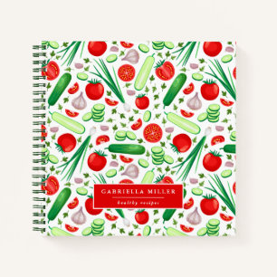 Personalised Vegetable Pattern Recipe Notebook