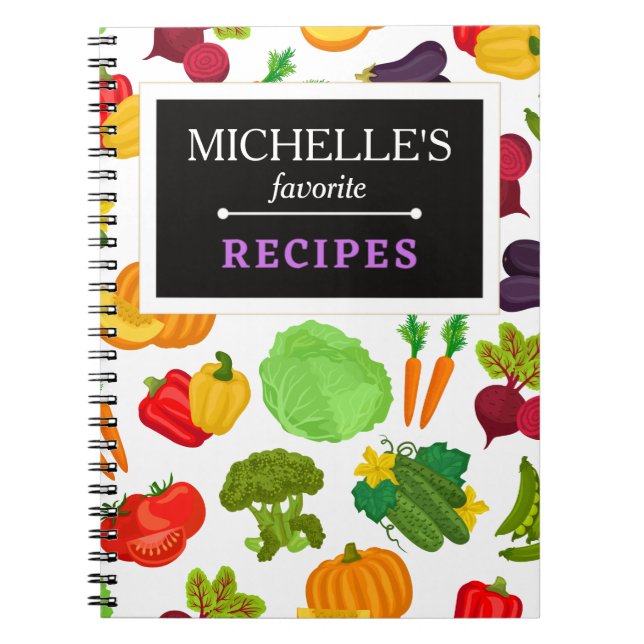 Personalised Vegetables Seamless Vegan Pattern  Notebook (Front)
