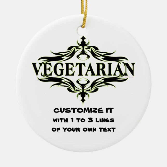 Personalised Vegetarian Ceramic Tree Decoration (Front)