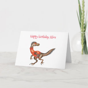 Personalised Velociraptor birthday card