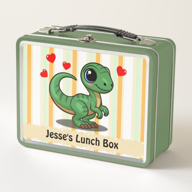 Personalised Velociraptor Dinosaur Lunch Box (Front)