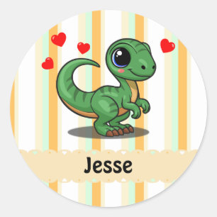 Personalised Velociraptor Dinosaur Stickers