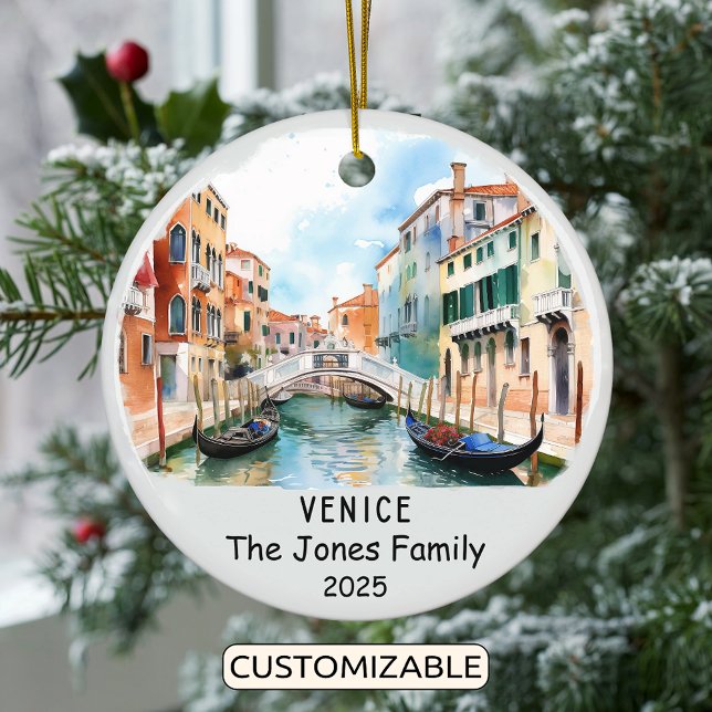 Personalised Venice Ornament, Italy Ceramic Tree Decoration (Creator Uploaded)
