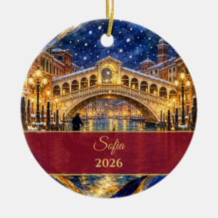 Personalised Venice Rialto Bridge Ornament Name