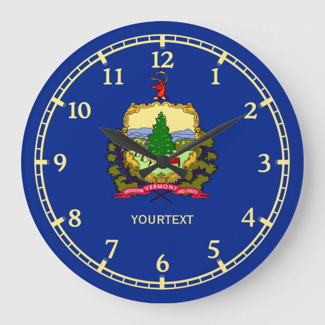 Personalised Vermont State Flag Design on a Large Clock (Front)