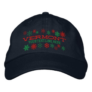 Personalised Vermont Winter Snowflakes Embroidered Hat