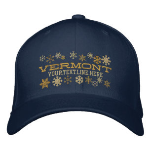 Personalised Vermont Winter Snowflakes Embroidered Hat