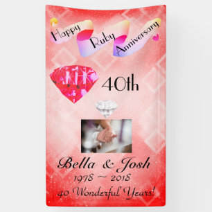 Personalised Vertical 40th Wedding Anniversary Banner
