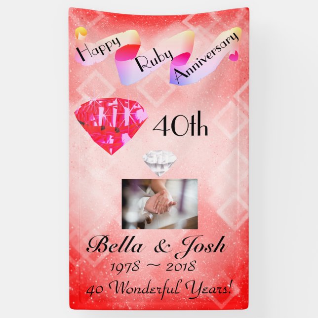 Personalised Vertical 40th Wedding Anniversary Banner (Vertical)