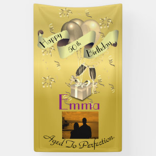 Personalised Vertical Happy 50th Birthday Banner