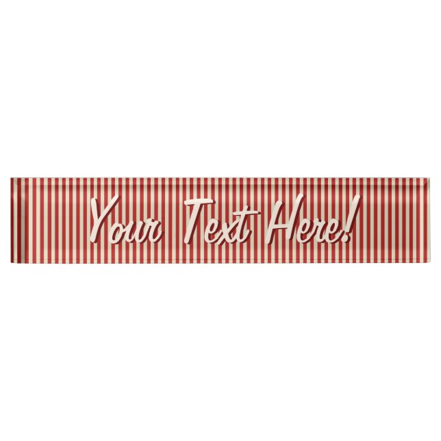 Personalised Vertical Retro Vintage Classic Stripe Nameplate (Front)