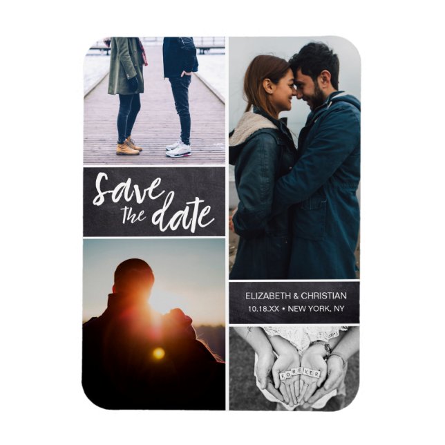 Personalised, Vertical Script Save the Date Photo Magnet (Vertical)