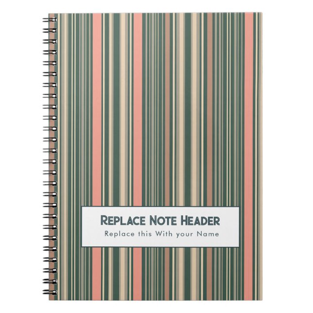 Personalised Vertical Stripe Teal Pink Notebook (Front)