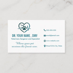 Personalised Vet Clinic Card with Pet Heart Logo