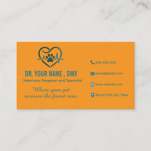 Personalised Vet Clinic Card with Pet Heart Logo
