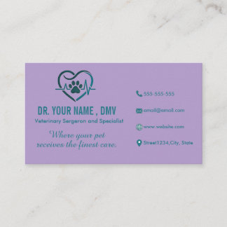 Personalised Vet Clinic Card with Pet Heart Logo