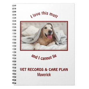Personalised VET RECORDS   CARE PLAN   Add Photo Notebook