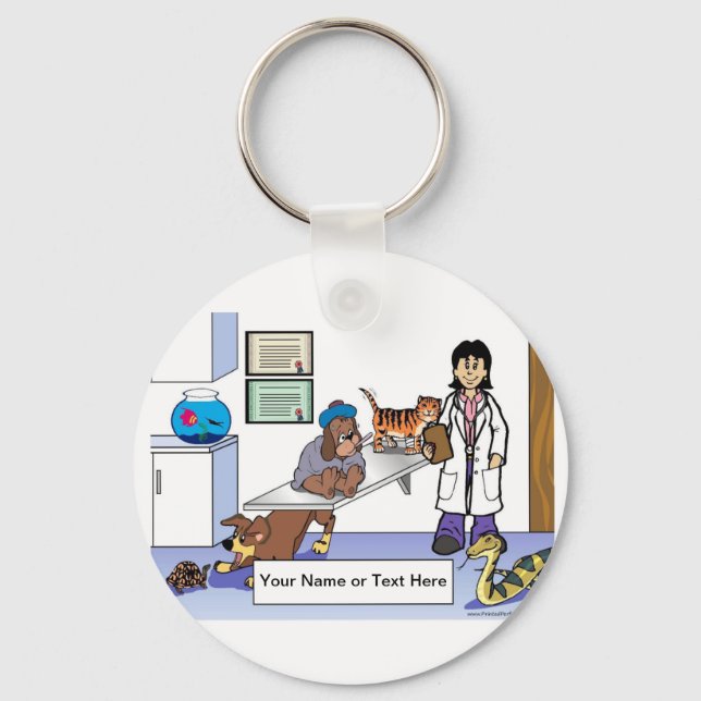 Personalised Veterinarian - Female Cartoon  Key Ring (Front)