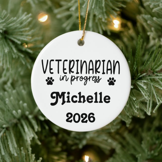 Personalised Veterinarian In Progress  Ceramic Tree Decoration (Tree)