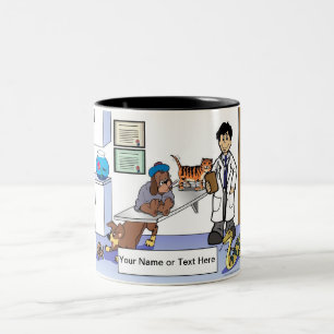 Personalised Veterinarian - Male Cartoon Two-Tone Coffee Mug