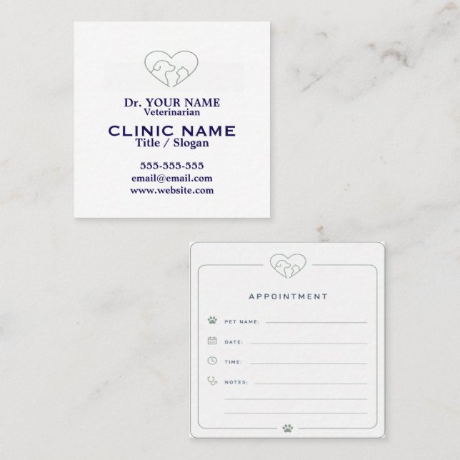 Personalised Veterinary Appointment Card (Front/Back)