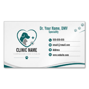 Personalised Veterinary Modern Magnetic Business Card