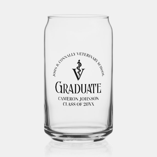 Personalised Veterinary School Graduation Can Glass (Front)