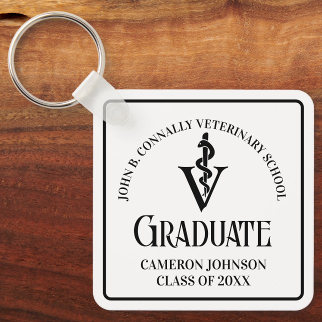 Personalised Veterinary School Graduation Gift Key Ring (Front)