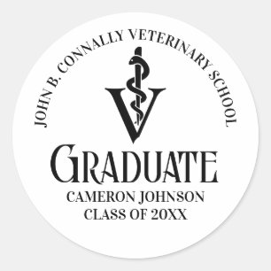 Personalised Veterinary School Graduation Party Classic Round Sticker