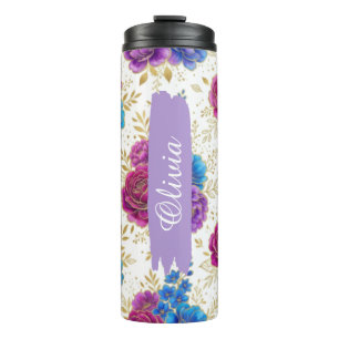 Personalised Vibrant Floral 16oz Thermal Tumbler