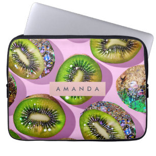 Personalised Vibrant Glitter Kiwi Pop Art Design Laptop Sleeve