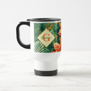 Personalised Vibrant Tropical Christmas Poinsettia Travel Mug