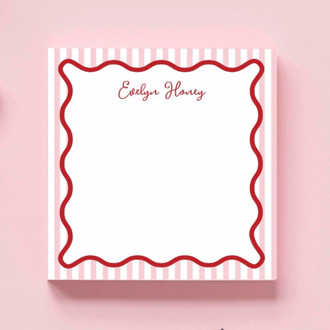 Personalised Vibrant Whimsica Pink Red Wavy Notepa Notepad (Creator Uploaded)
