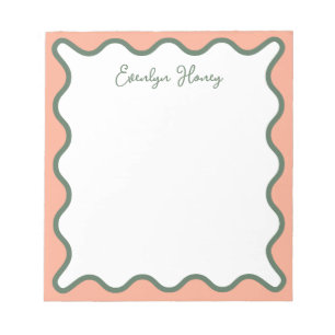 Personalised Vibrant Whimsical Wavy Border Notepad