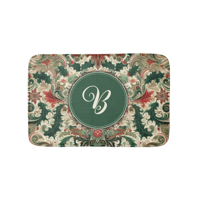 Personalised Victorian/Classic/Vintage Christmas Bath Mat (Front)