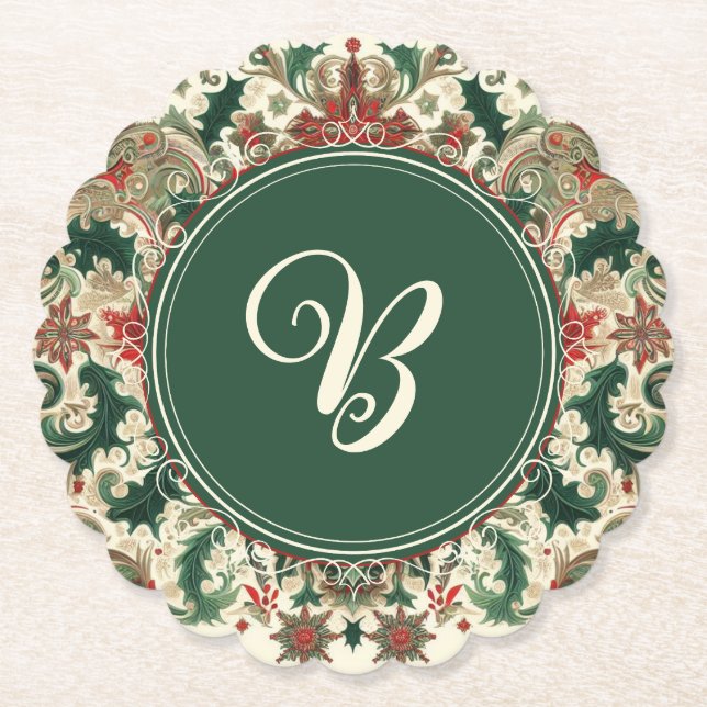 Personalised Victorian/Classic/Vintage Christmas Paper Coaster (Front)
