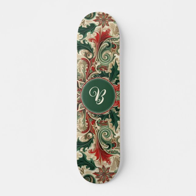 Personalised Victorian/Classic/Vintage Christmas Skateboard (Front)