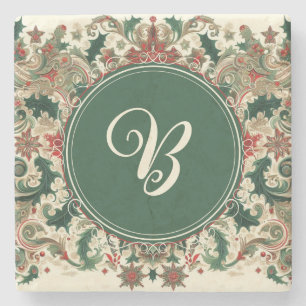 Personalised Victorian/Classic/Vintage Christmas Stone Coaster