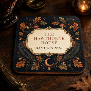 Personalised Victorian Samhain Botanical Cork Coaster