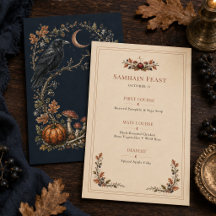 Personalised Victorian Samhain Raven Dinner Menu