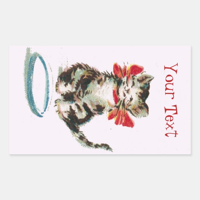 Personalised Victorian Tabby Kitty Cat Sticker (Front)