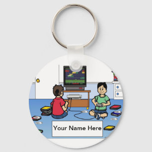 Personalised Video Game Player - Male Cartoon   Key Ring
