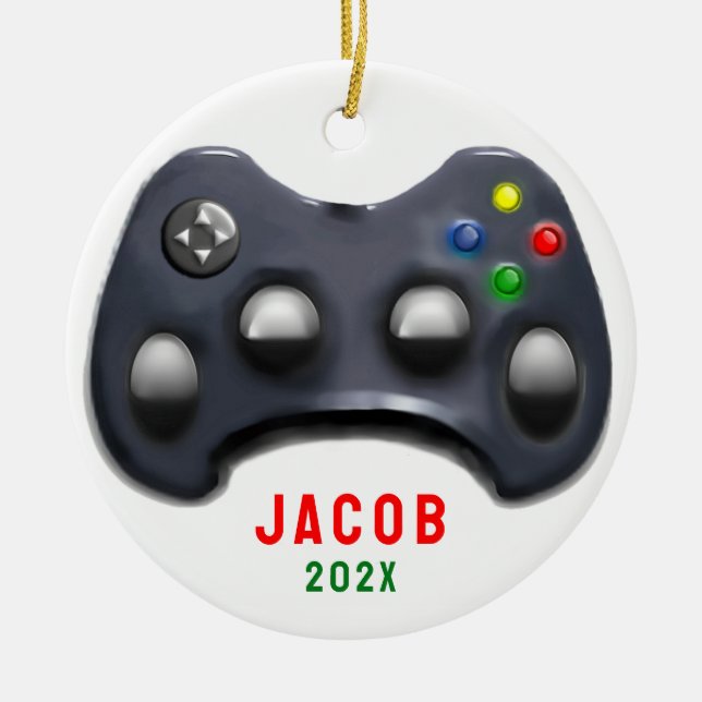 Personalised Video Gamer 2025 Collectable Ceramic Tree Decoration (Front)